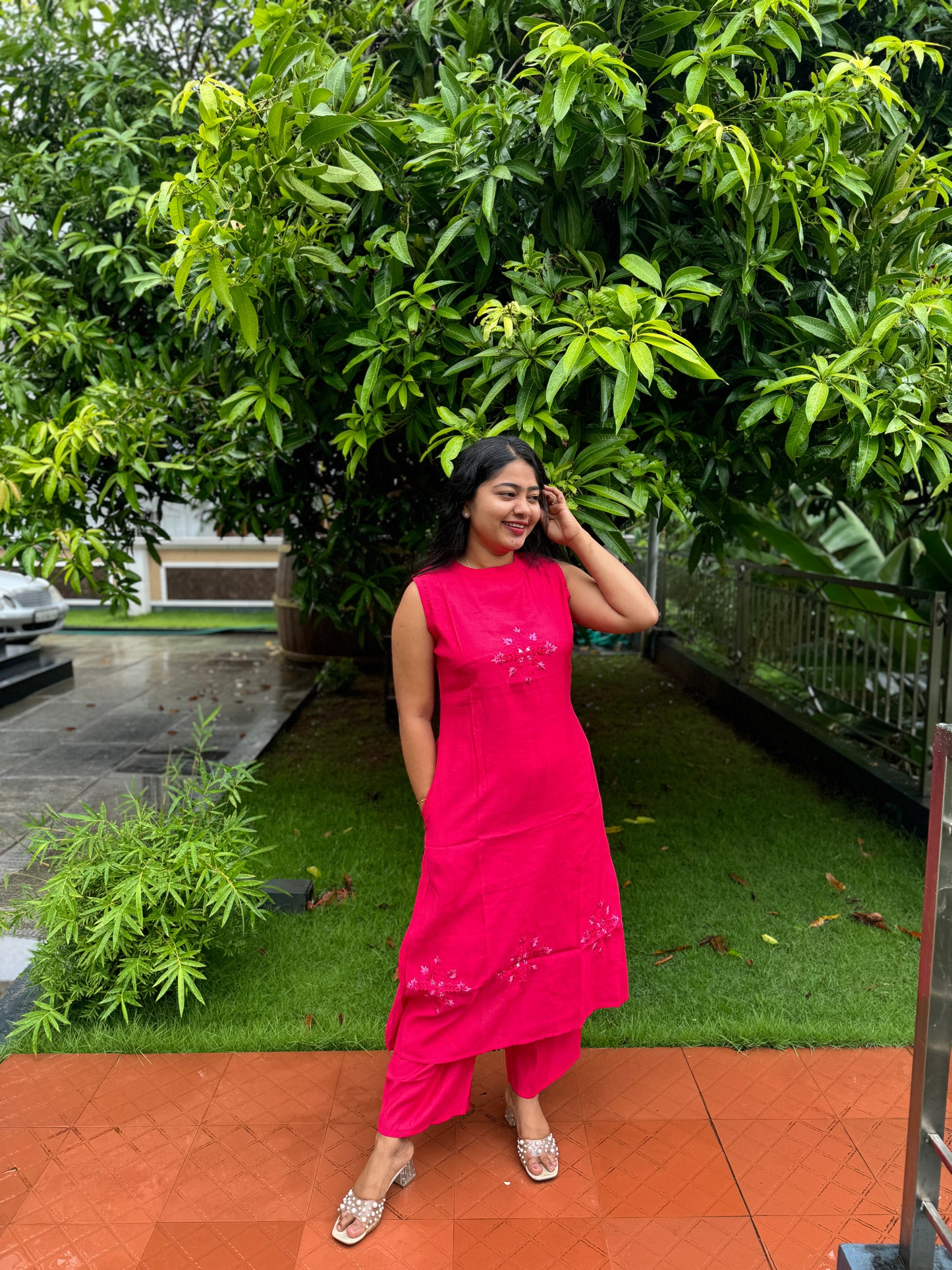 Rani Pink 2 piece Cotton Co-ord Set-A1002
