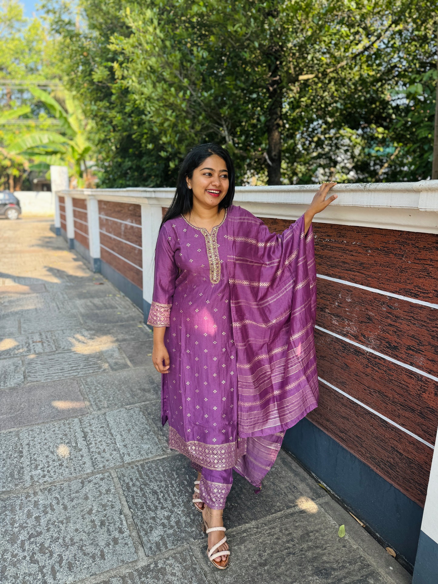 Elegant Purple soft silk 3 piece Salwar Suit-A1001