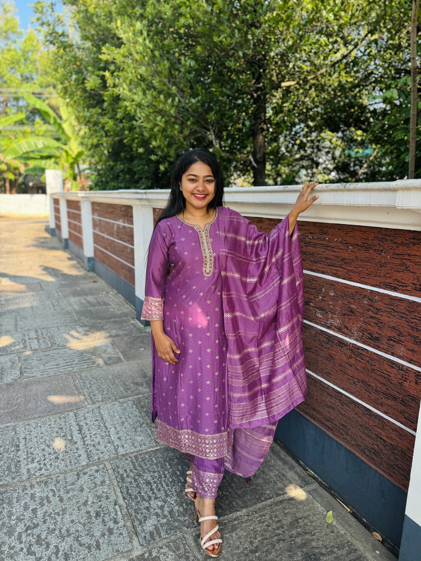 Elegant Purple soft silk 3 piece Salwar Suit-A1001