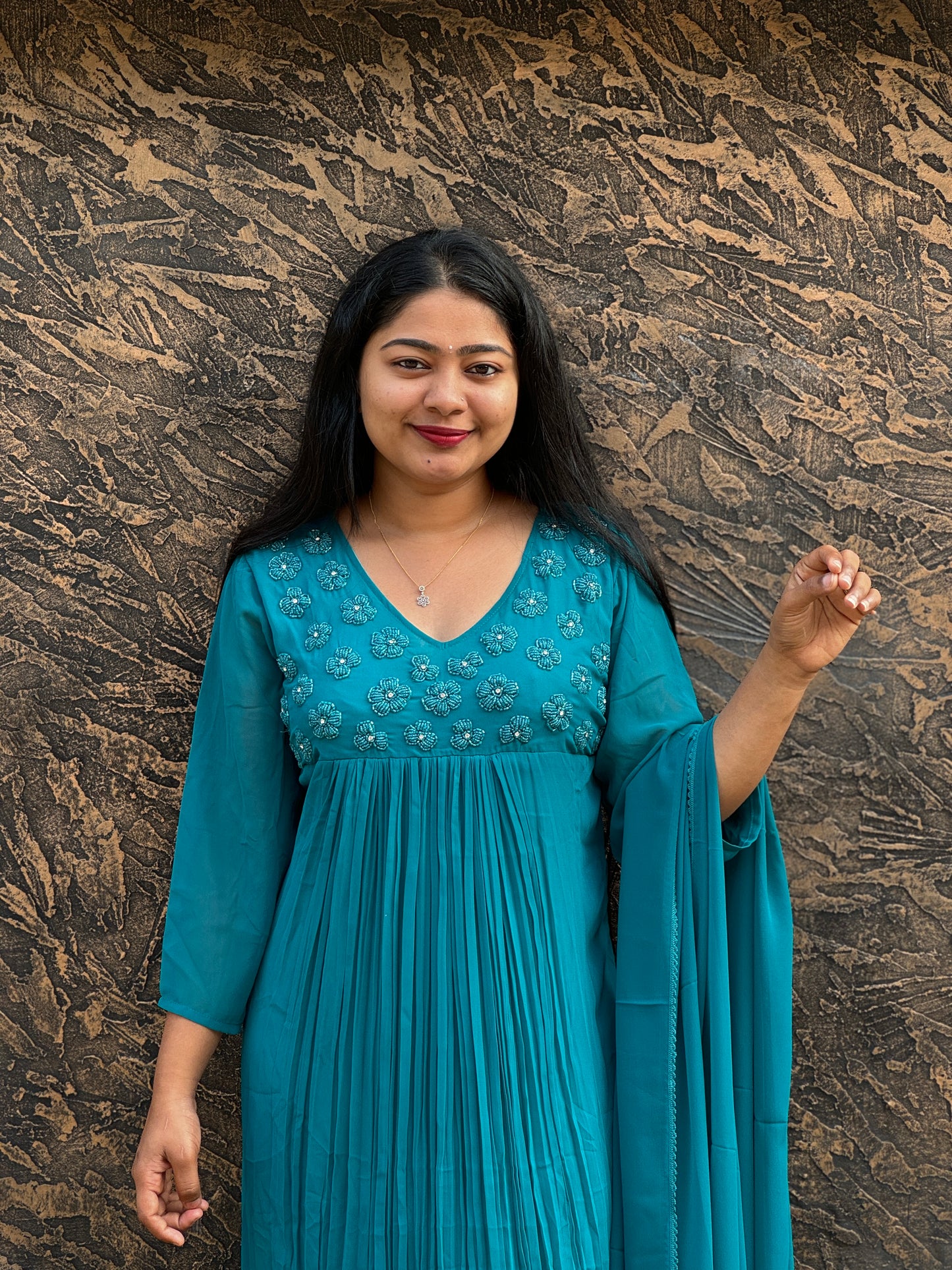 Blue Georgette 3 piece Salwar Suit-A1011