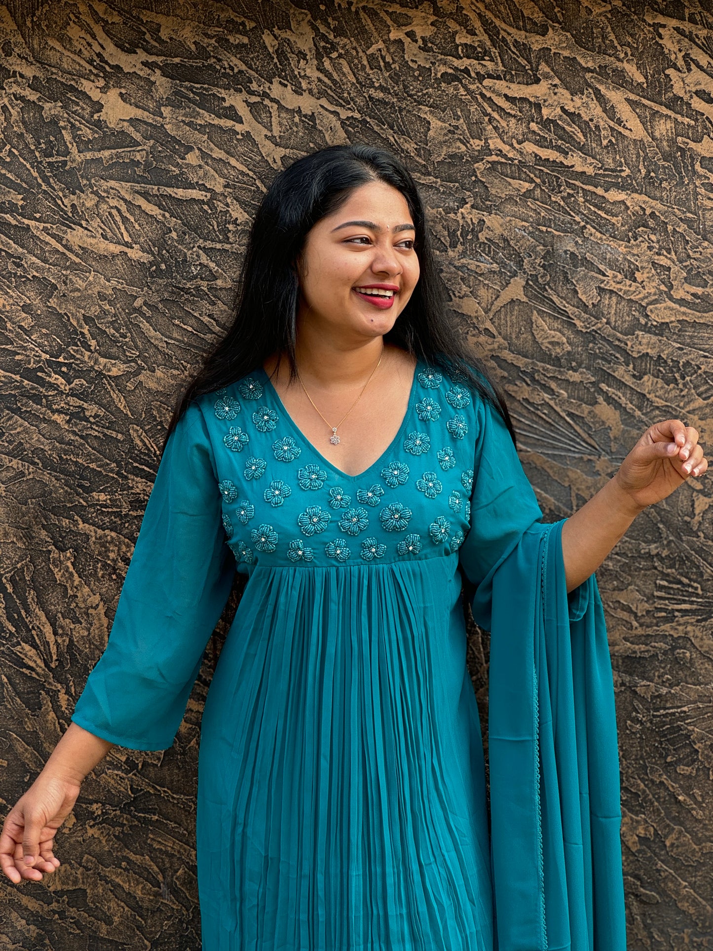 Blue Georgette 3 piece Salwar Suit-A1011