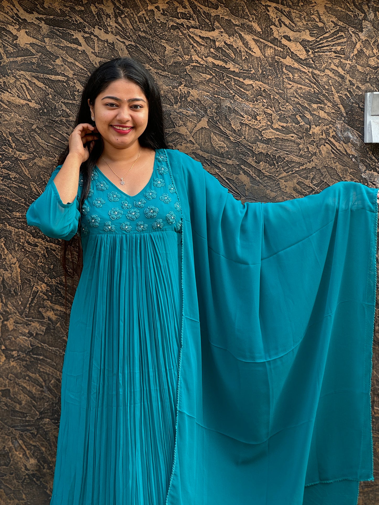 Blue Georgette 3 piece Salwar Suit-A1011