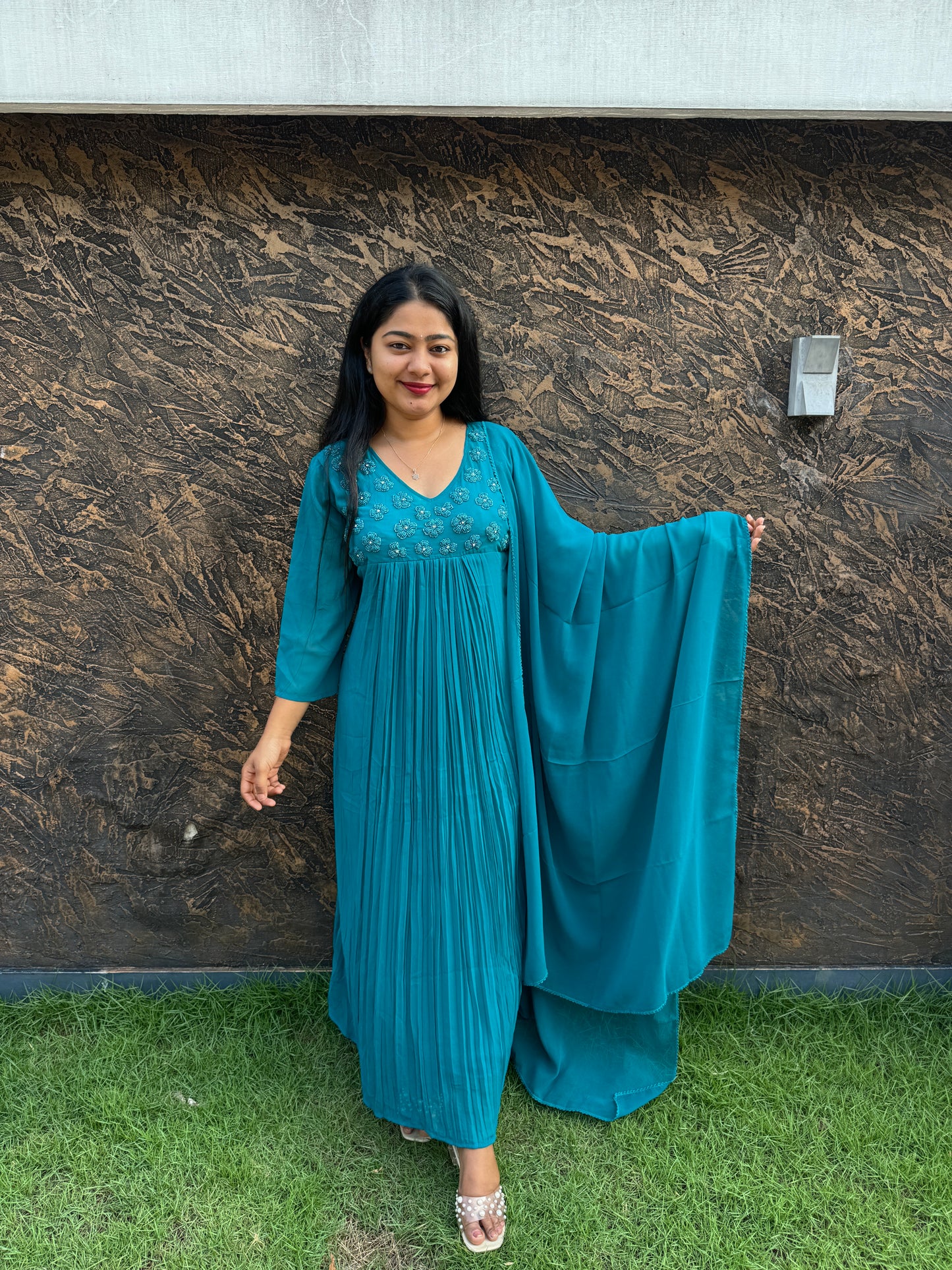 Blue Georgette 3 piece Salwar Suit-A1011