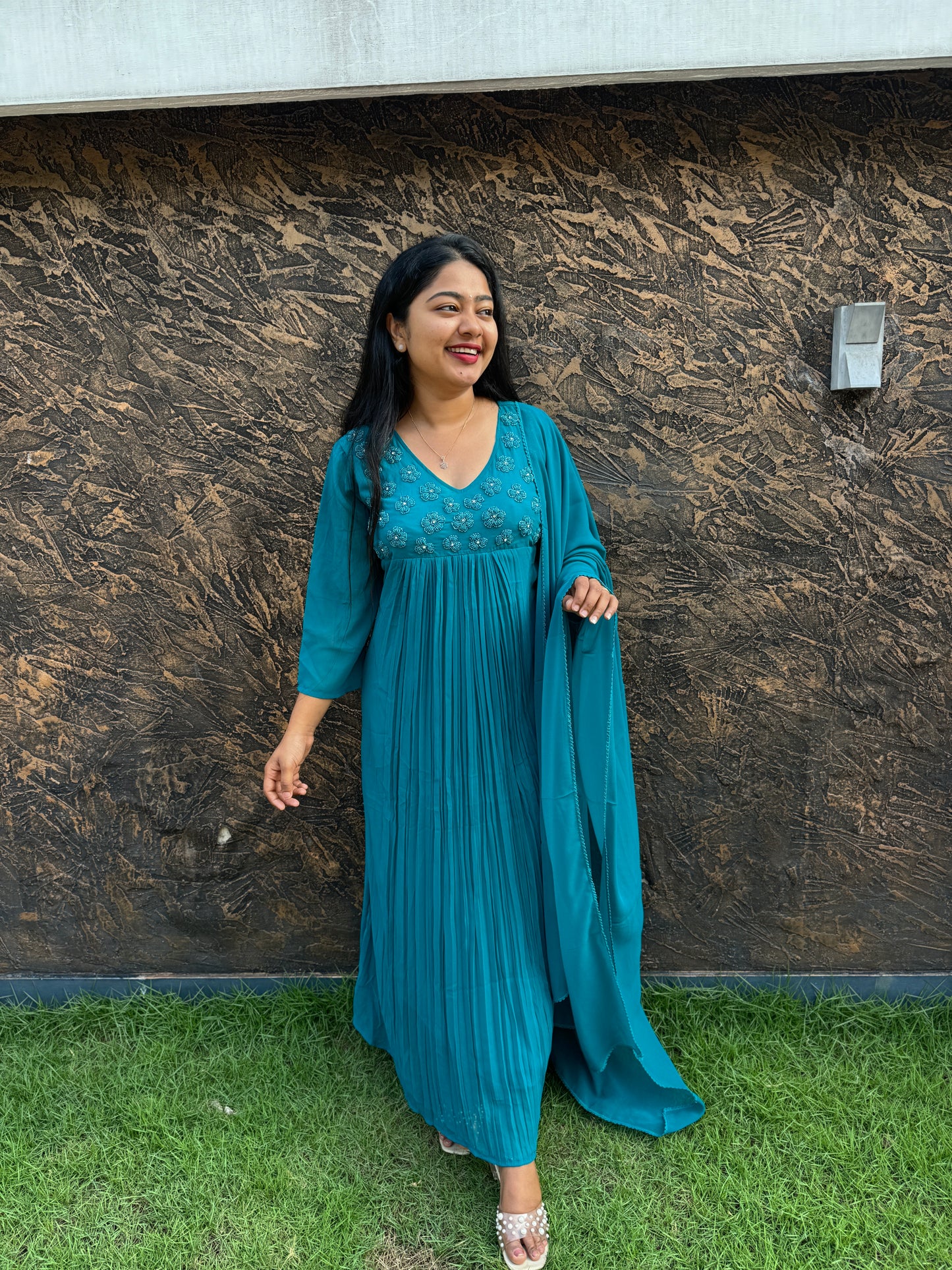 Blue Georgette 3 piece Salwar Suit-A1011