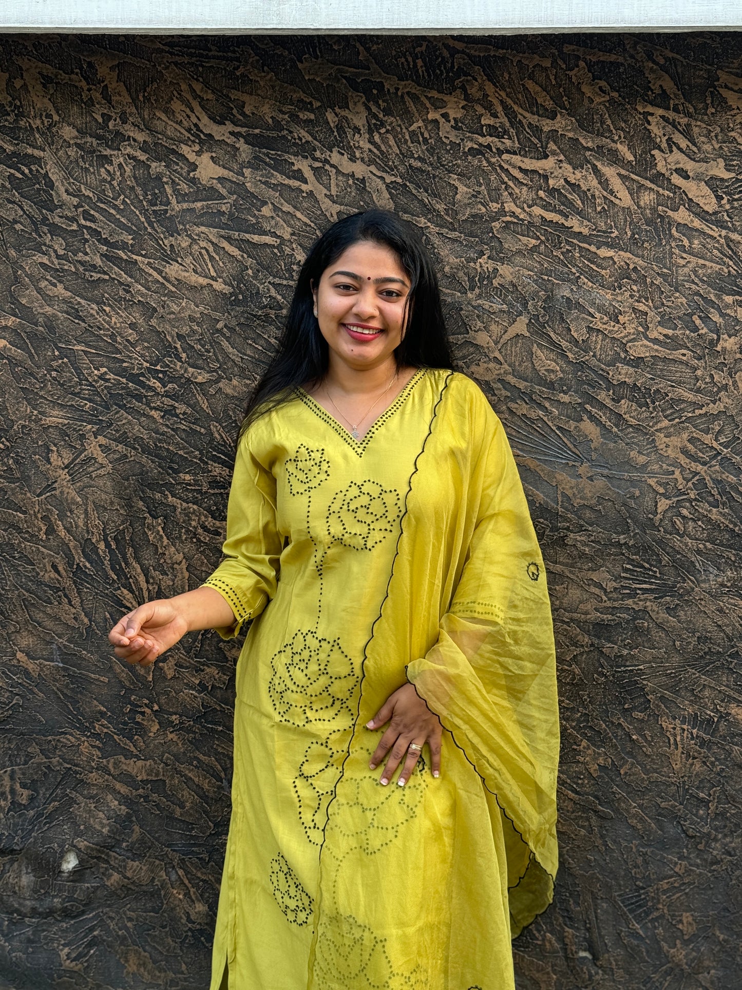 Lemon Yellow Soft Cotton 3 Piece Salwar Suit - A1305