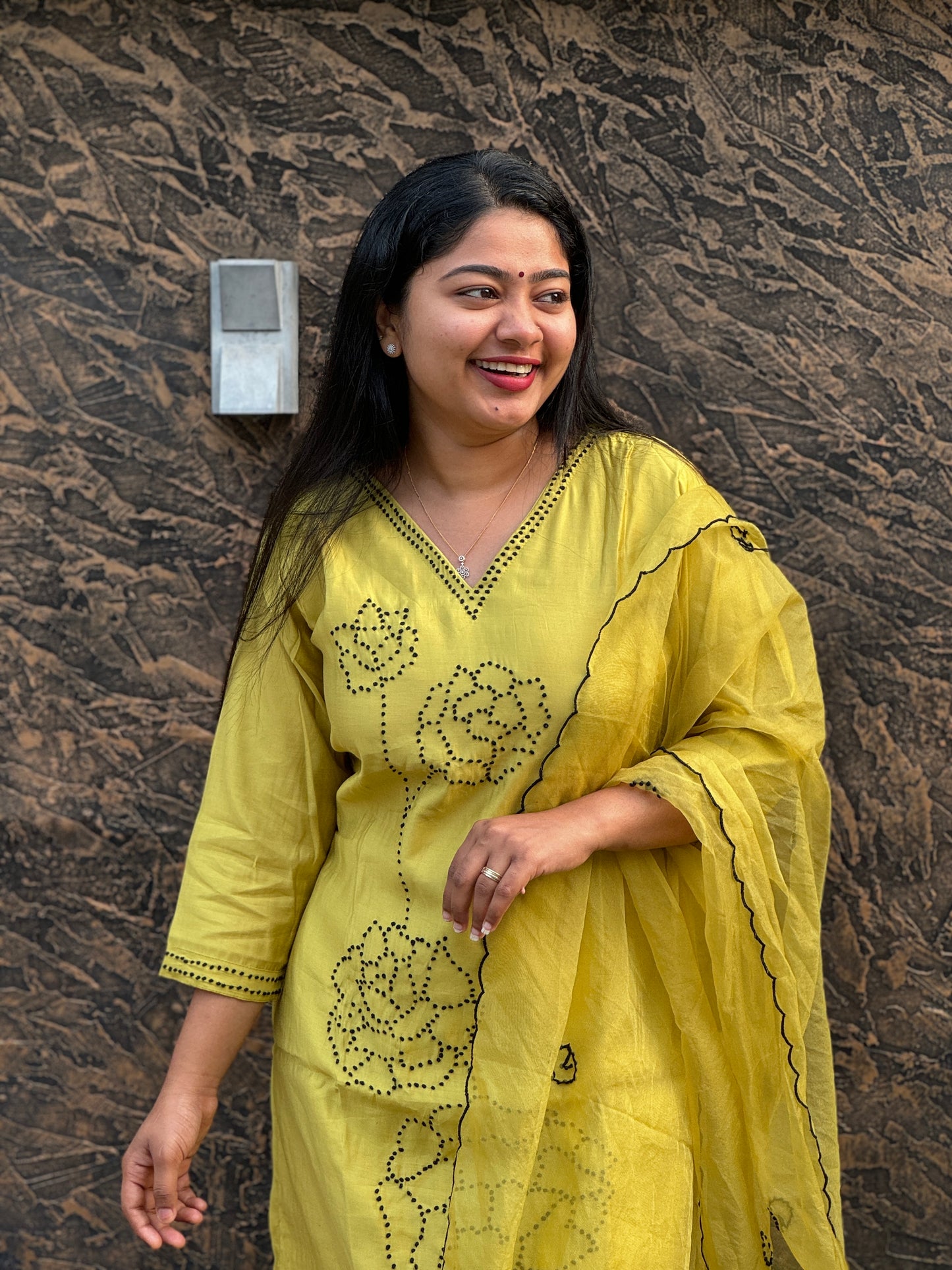 Lemon Yellow Soft Cotton 3 Piece Salwar Suit - A1305