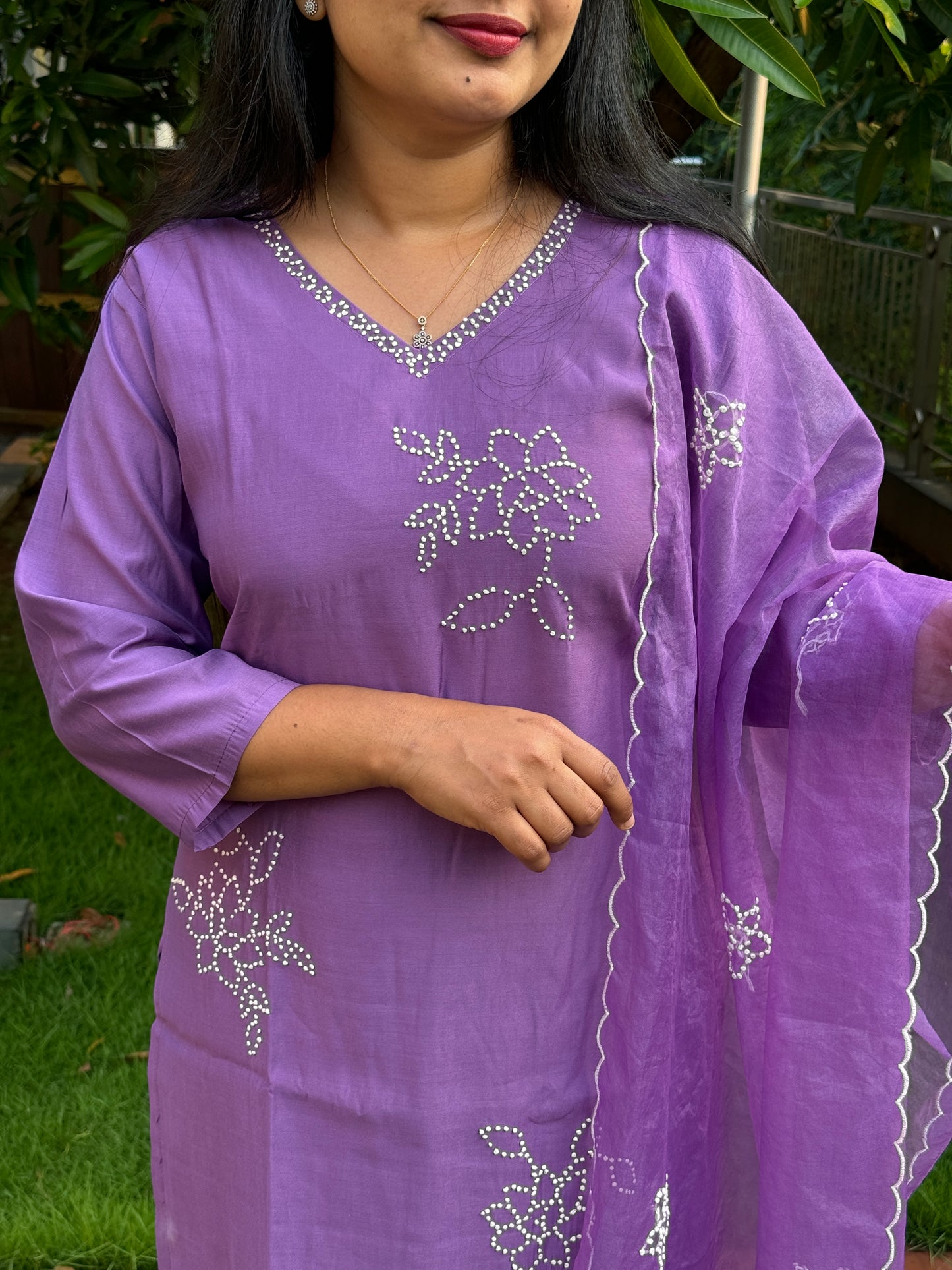 Lavender Soft Cotton 3 Piece Salwar Suit - A1305