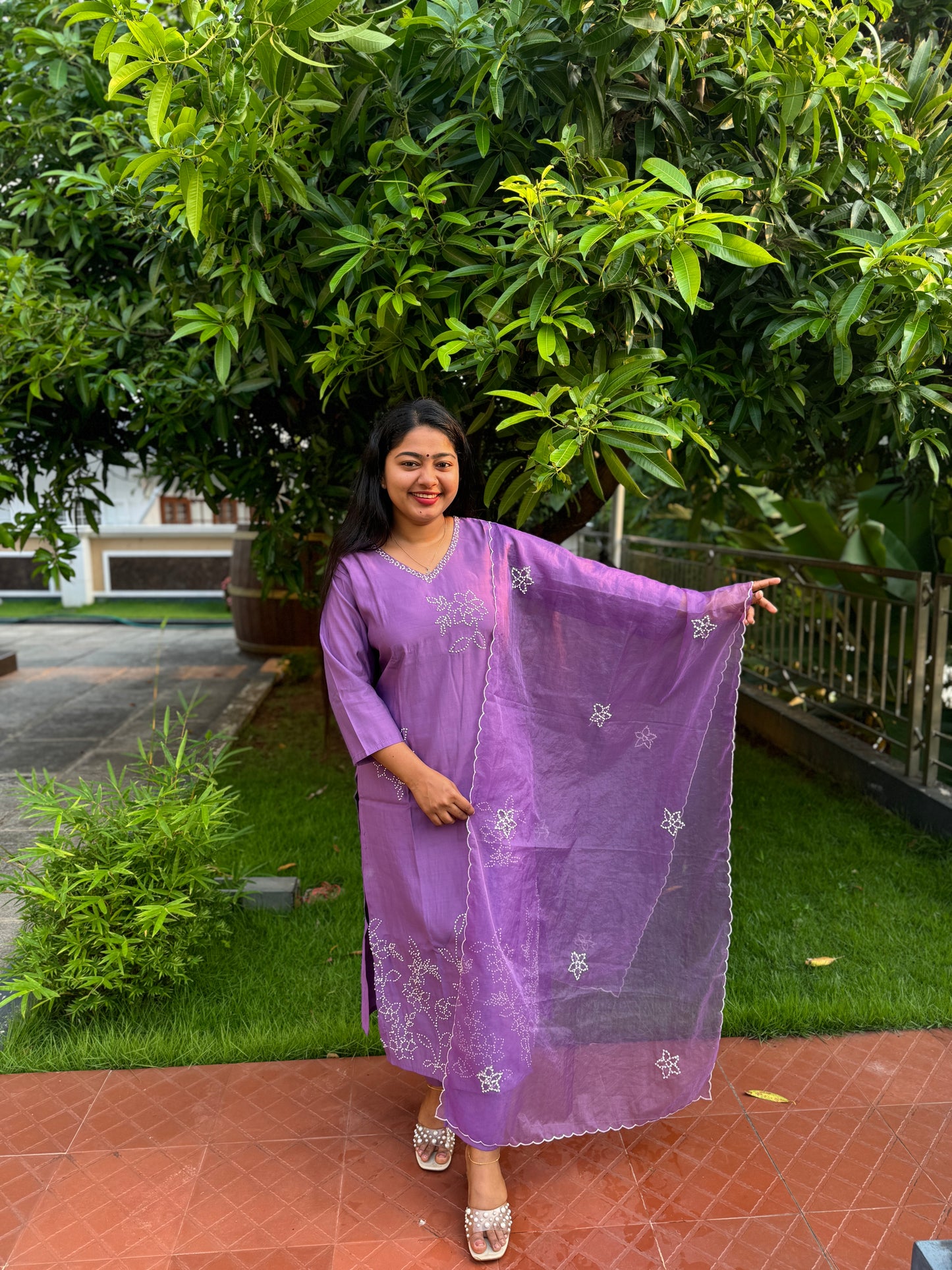 Lavender Soft Cotton 3 Piece Salwar Suit - A1305