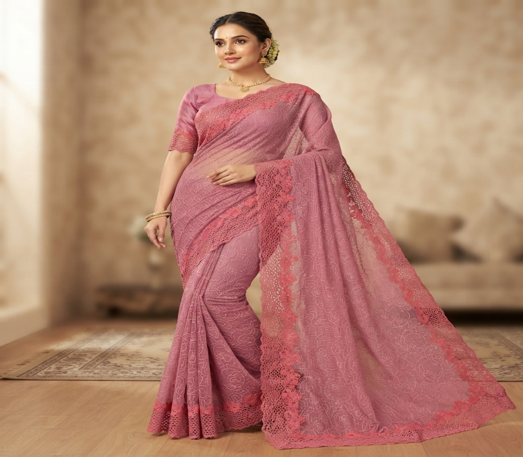 Premium Net Kota Saree with elegant threadwork. A1964