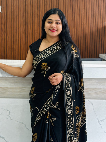Elegant Black Modal Silk Saree A1699