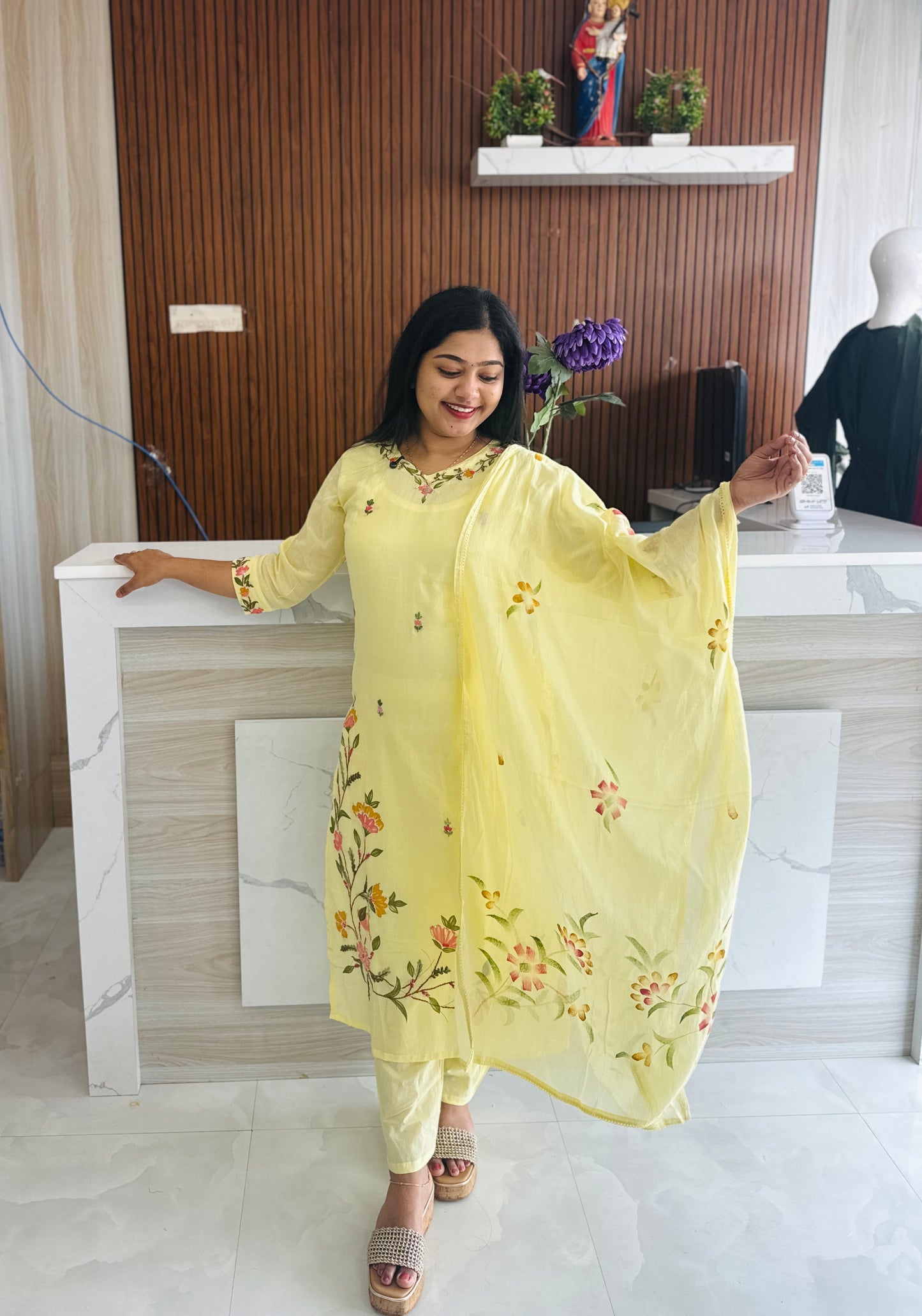 Premium Mul Mul Cotton Lime Yellow 3 Piece  A1981