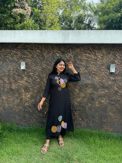 Black Cotton Cordset with All-Over Embroidery – Daily Wear Essential - A 1374