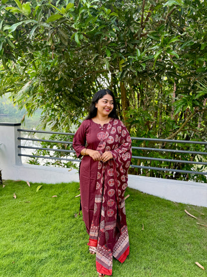 Elegant Brown Salwar Set – Daily Comfort & Style - A1403