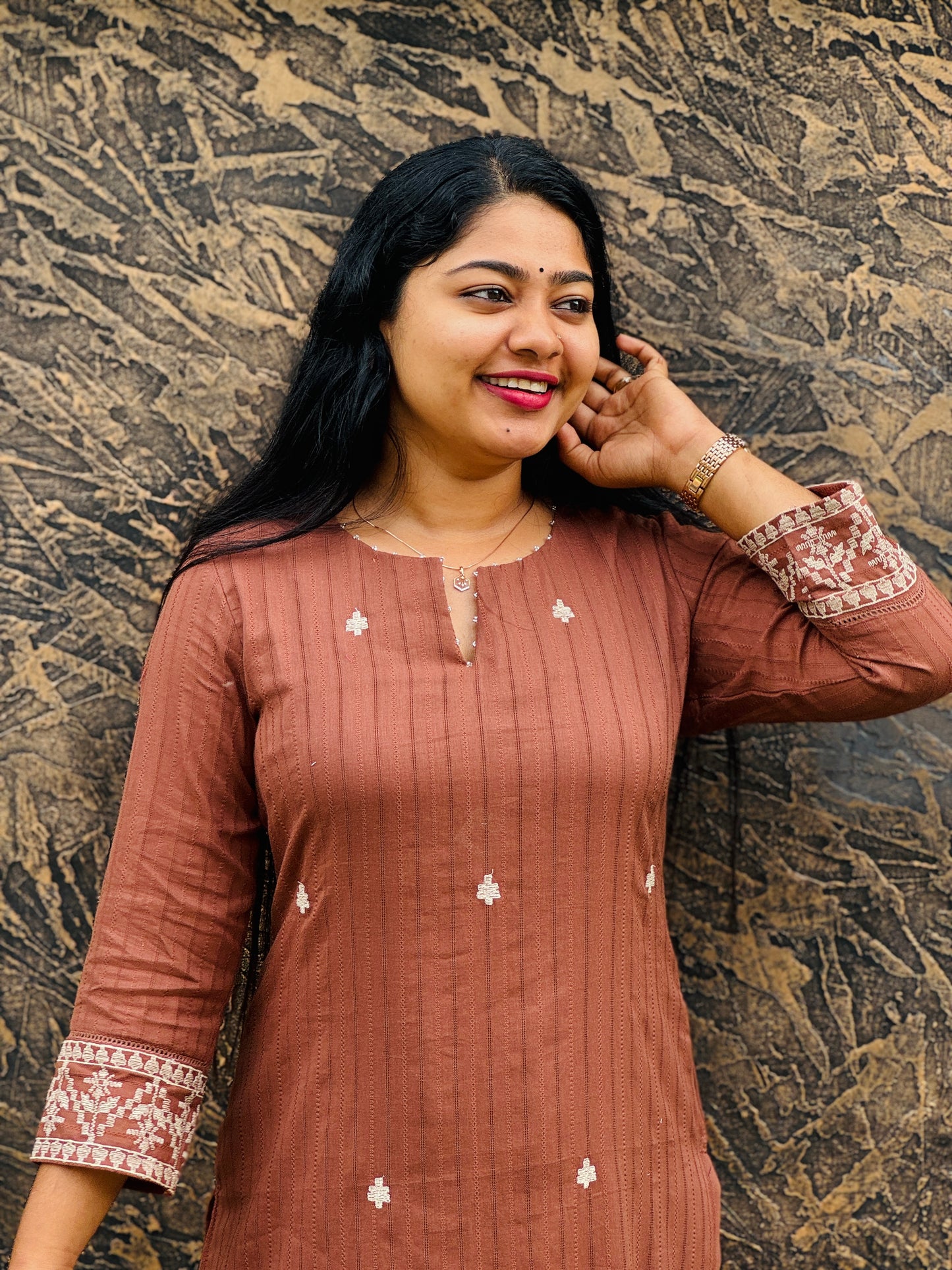 Brown Cordset Embroidered Elegance in Every Thread - A1417