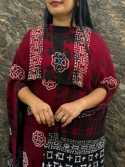 Georgette Batik Print Unstitched Churidar Material - A1481