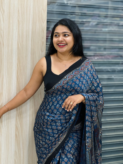 Ajrak Print Modal Silk Saree - A1346