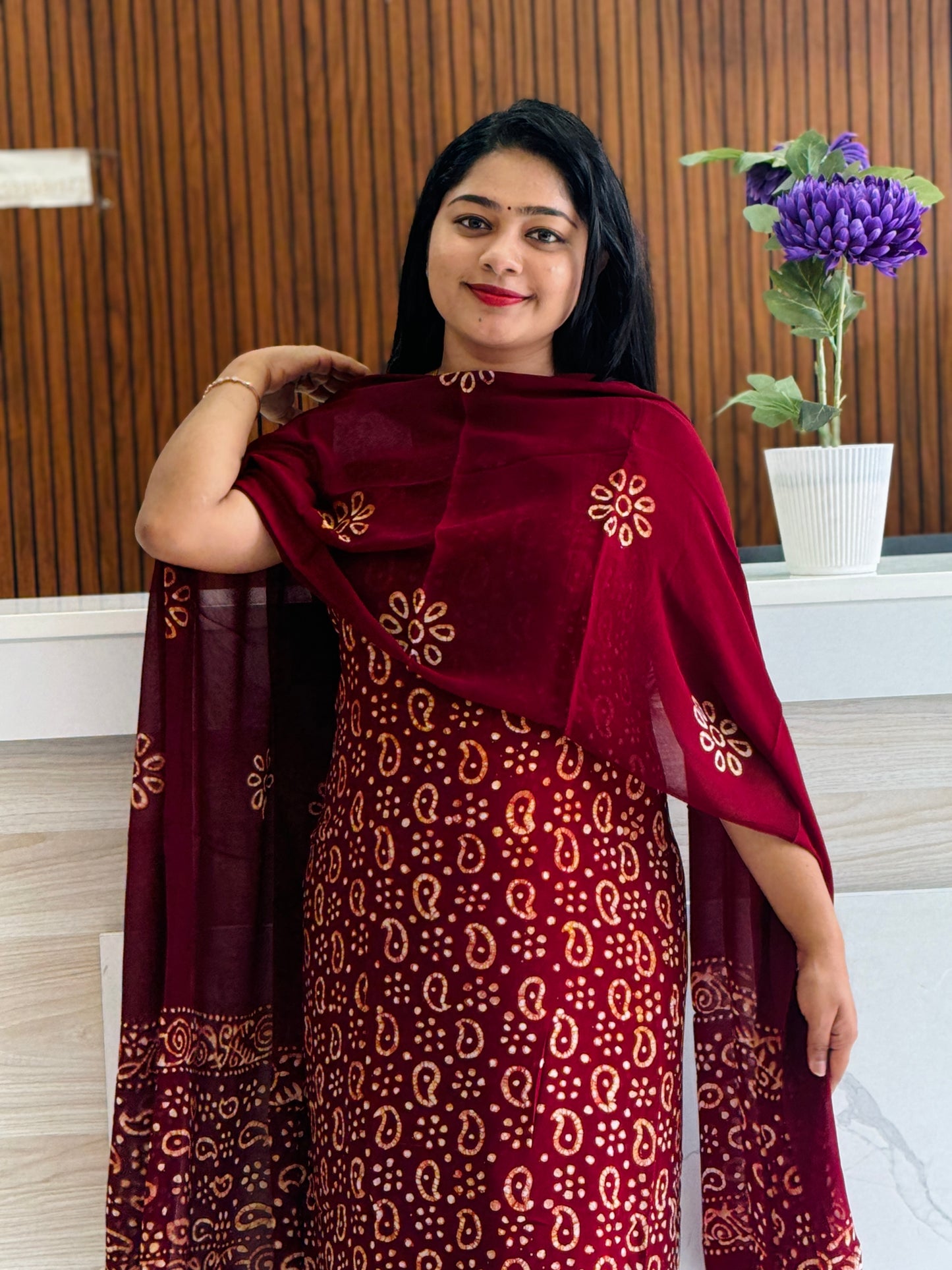 Georgette Batik Print Unstitched Churidar Material : A1947
