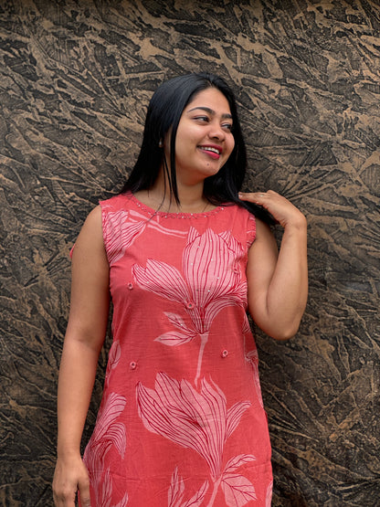 Daily Wear Sleevless  Cotton Cordset - A1437