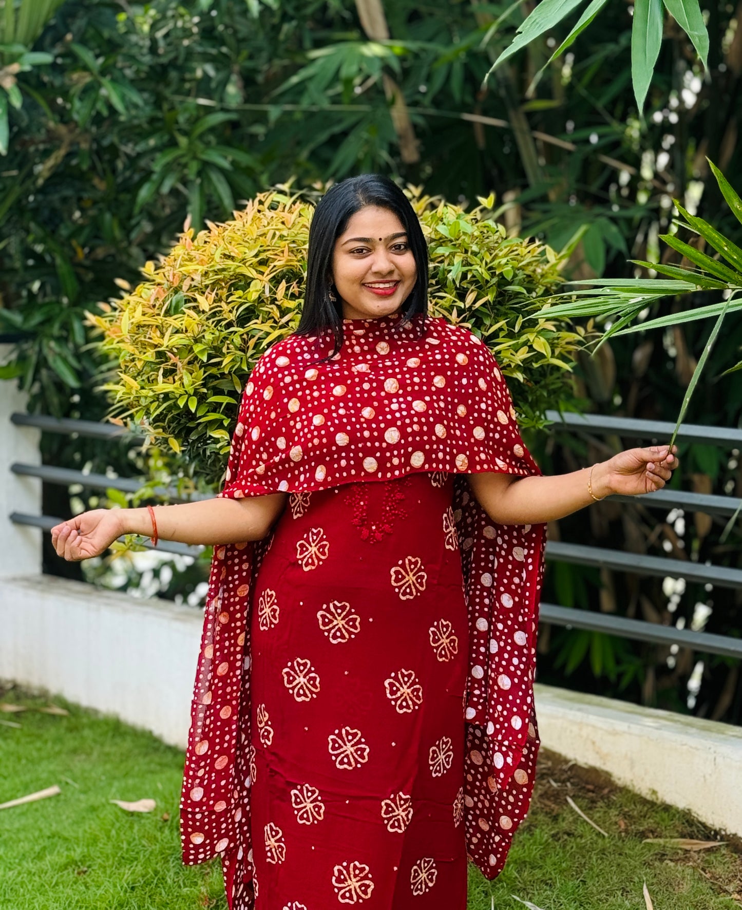 Batik Print | Georgette Fabric | Unstitched Churidar Material A1614