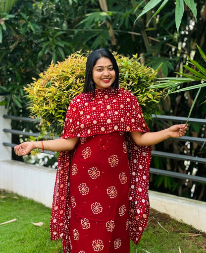 Batik Print | Georgette Fabric | Unstitched Churidar Material A1614