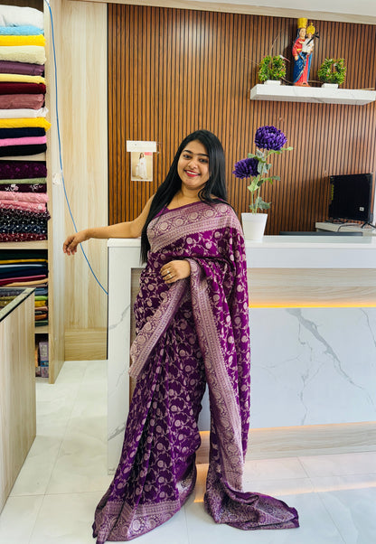 Royal Purple&Rani 🩷 Banarasi Elegance 💜✨ A1686