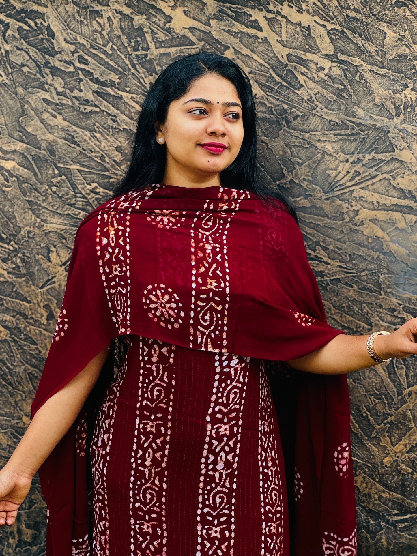 Georgette Batik Print Unstitched Churidar Material