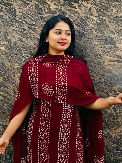 Georgette Batik Print Unstitched Churidar Material