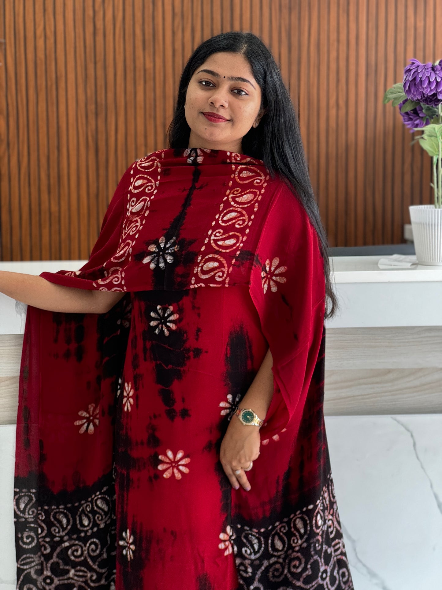 Georgette Batik Print Unstitched Churidar Material : A1960