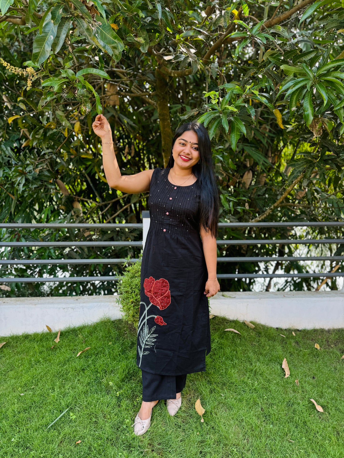 Daily Wear black Colour Khadi Cotton Cord Set A1630