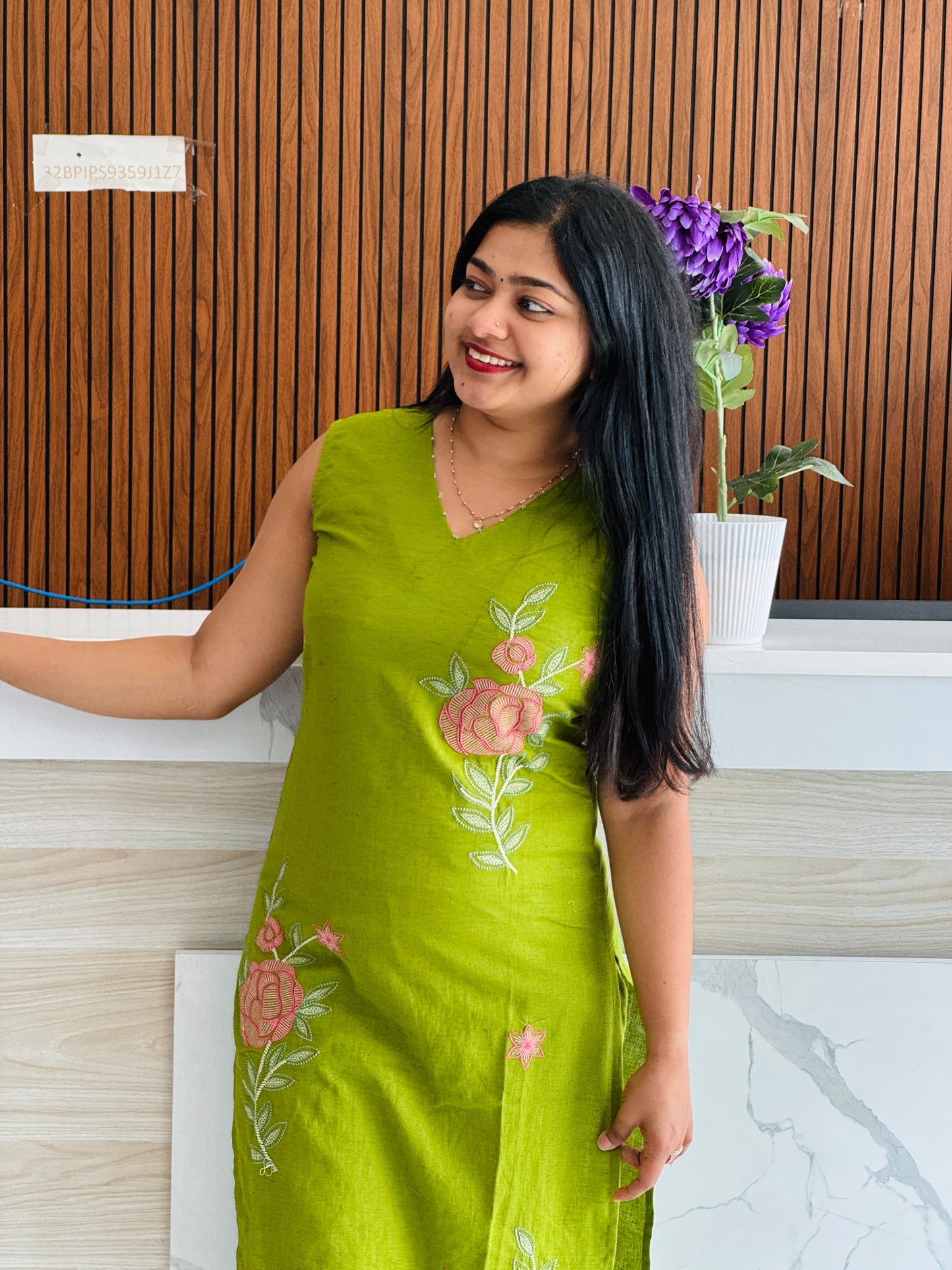 Parrot Green Khadi Cotton Cord Set 💚A1791