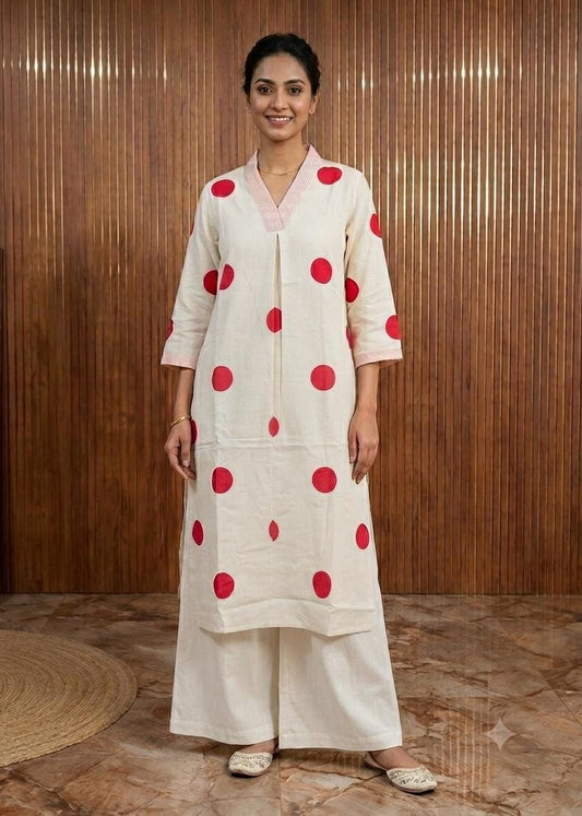White & Pink Combo cotton cordset A1049
