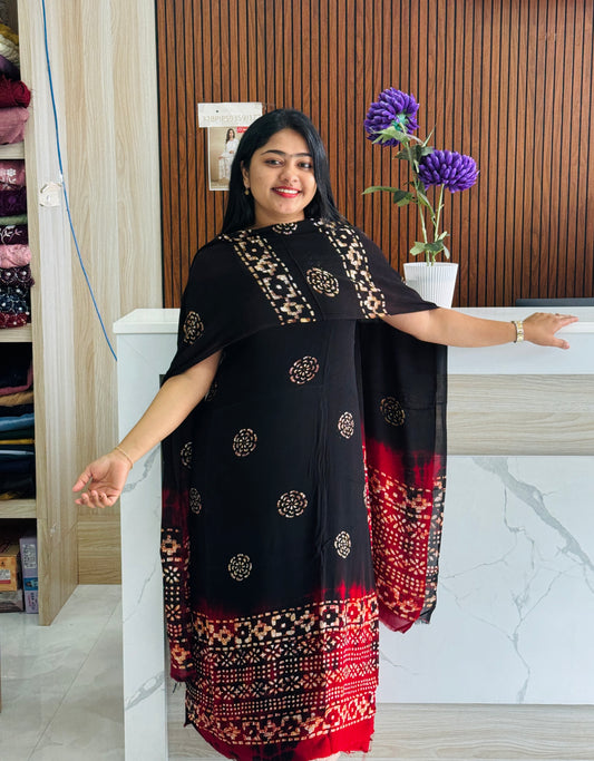 Georgette Batik Print Unstitched Churidar Material A1512