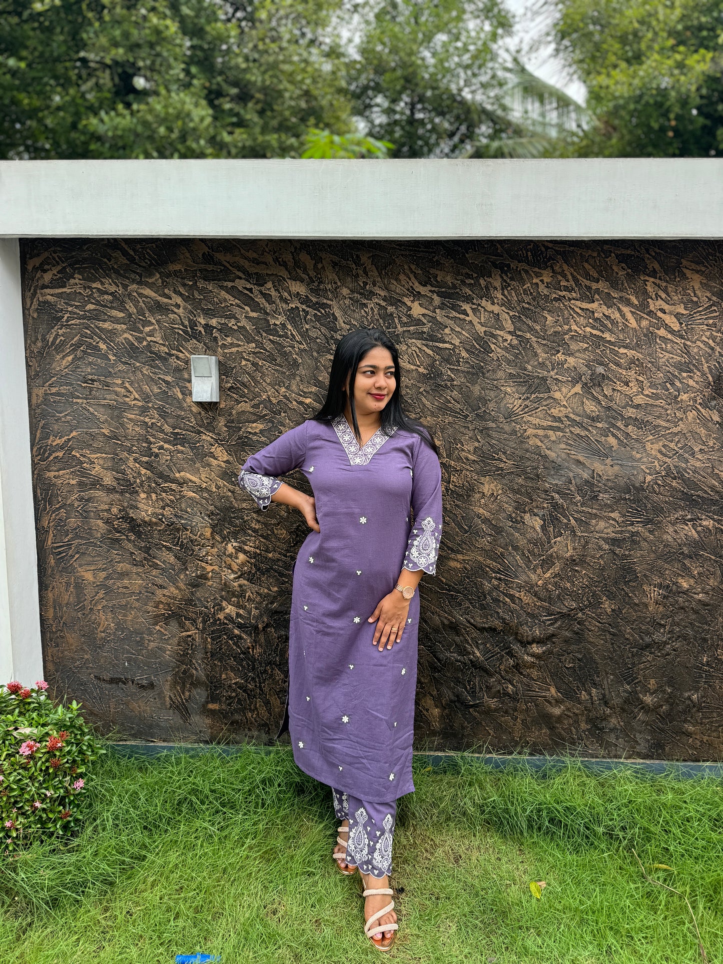 Elegant Khadi Cotton Cord Sets with Embroidery Work A 1470