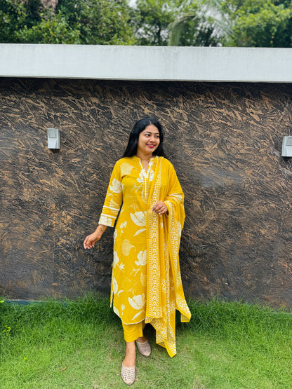 Yellow Colour Three piece Salwar set - A1411