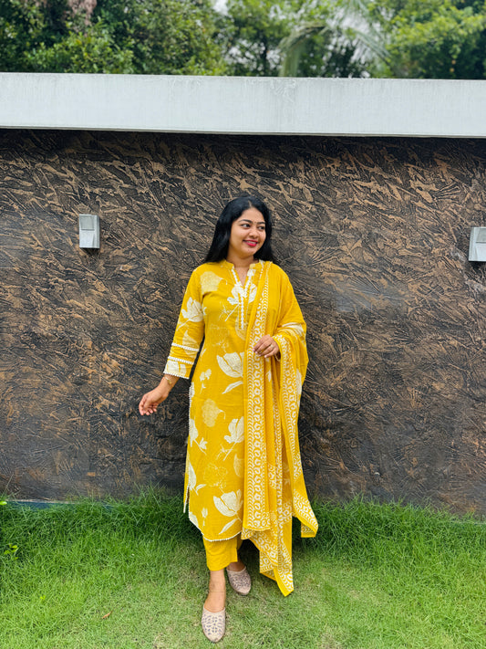 Yellow Colour Three piece Salwar set - A1411