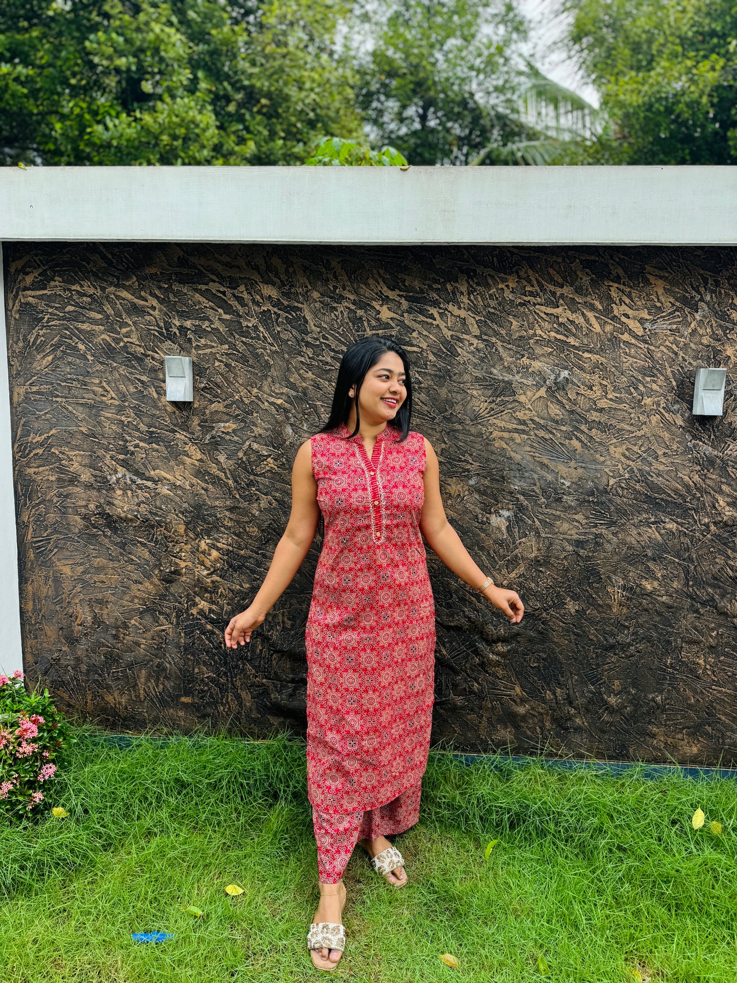 Elegant Red Ajrakh Co-ord set : A 1477