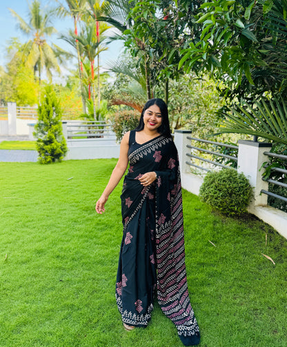 Elegant Black Modal Silk Saree A1600