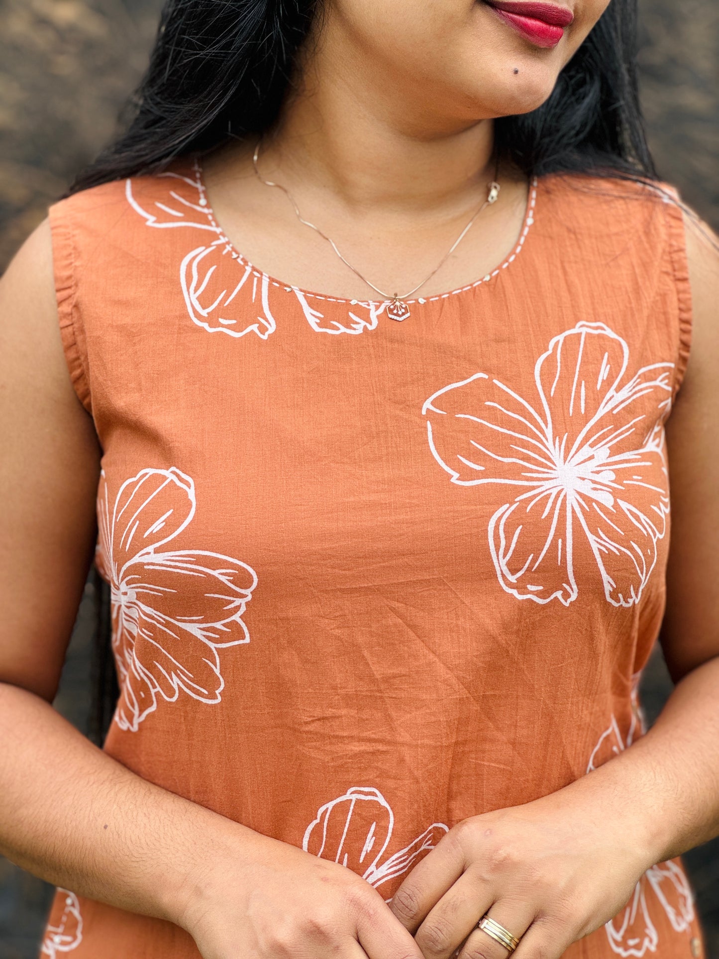 Soft cotton cordset in a soothing peach shade-A1413