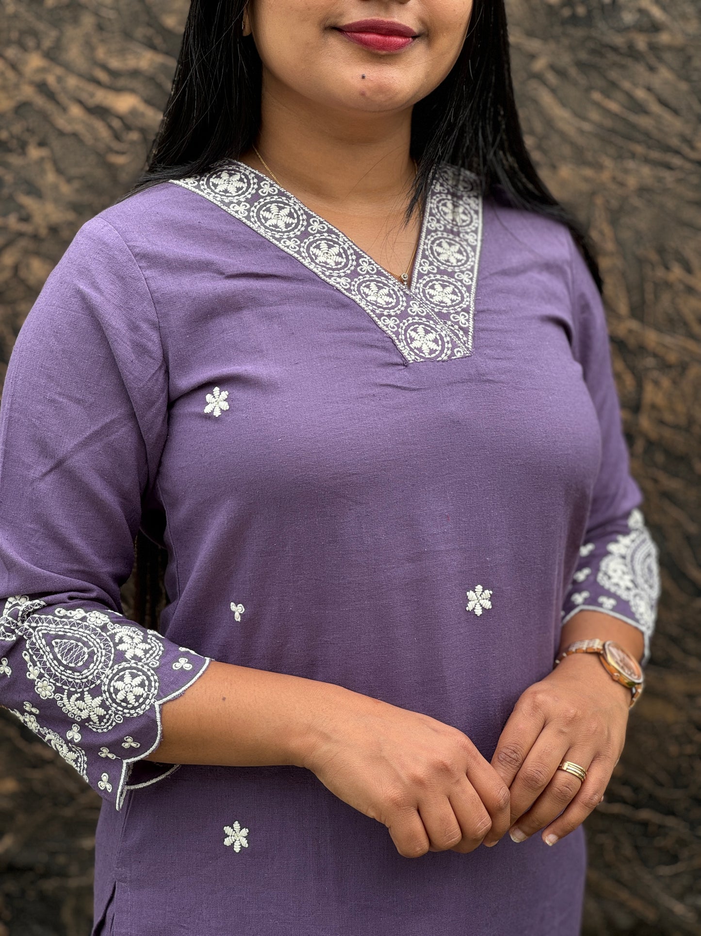 Elegant Khadi Cotton Cord Sets with Embroidery Work A 1470