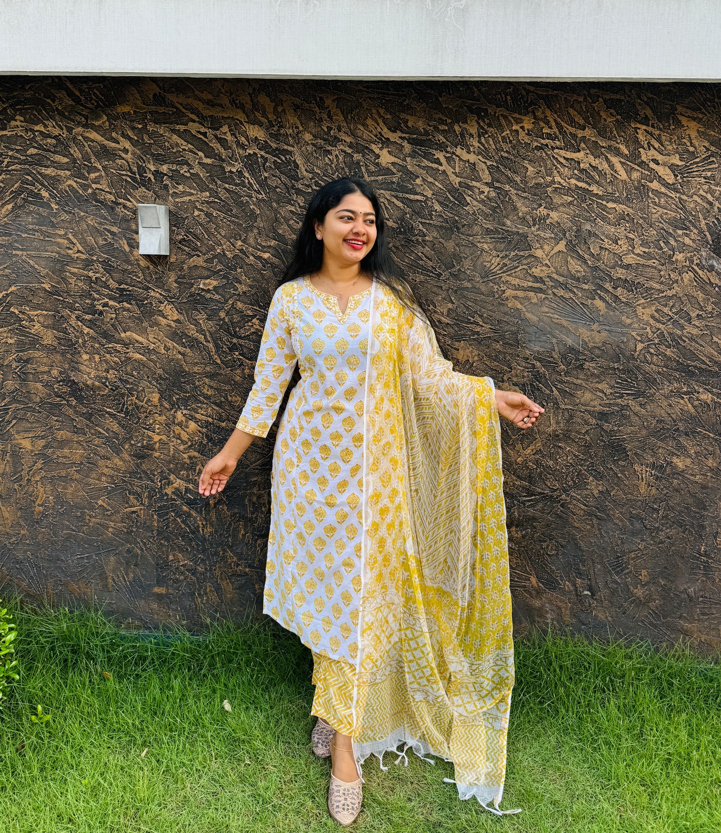 Stunning 3 piece Cotton Suit- A1382