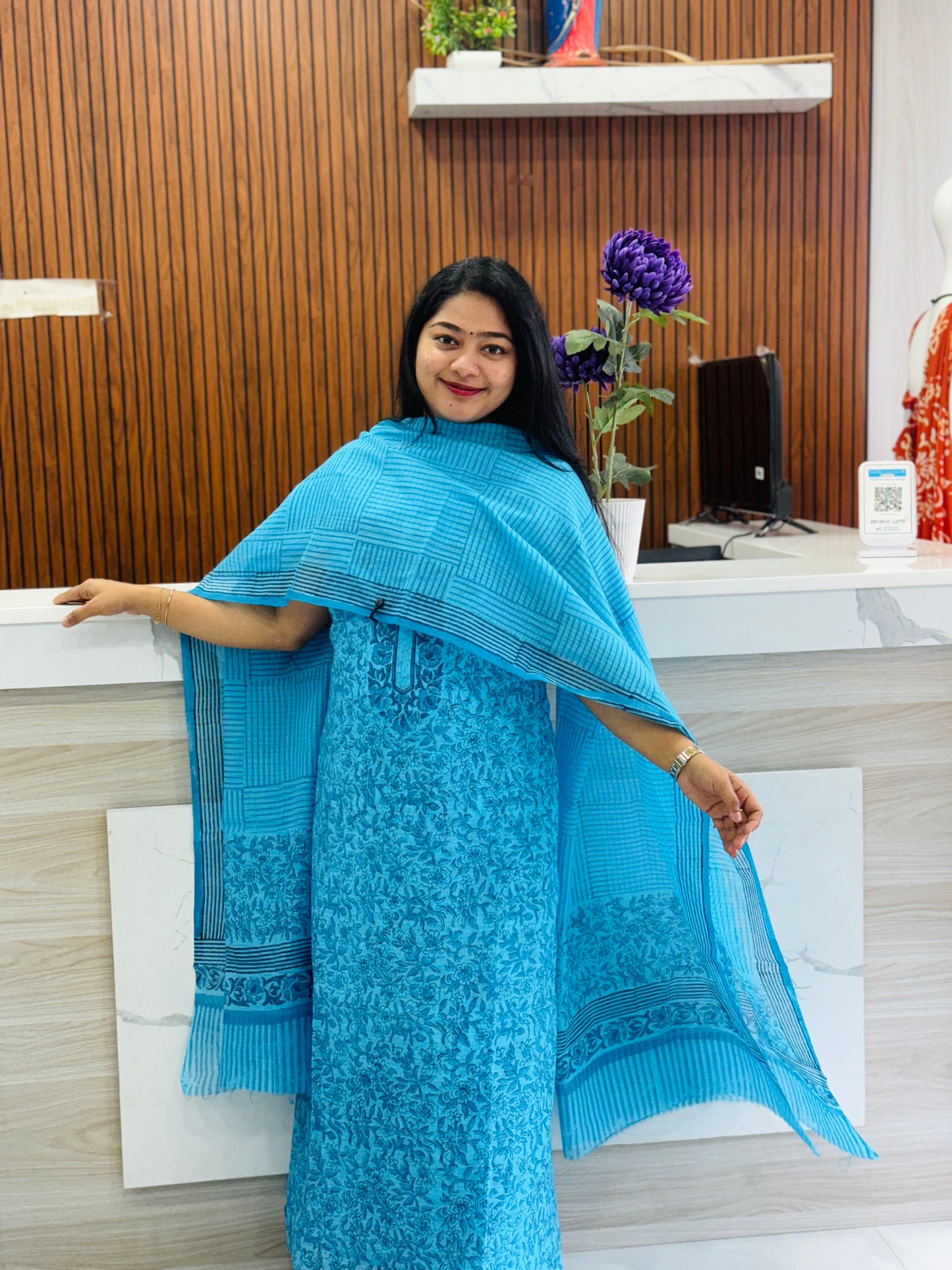 Net Cotta Unstitched Salwar Material A2016