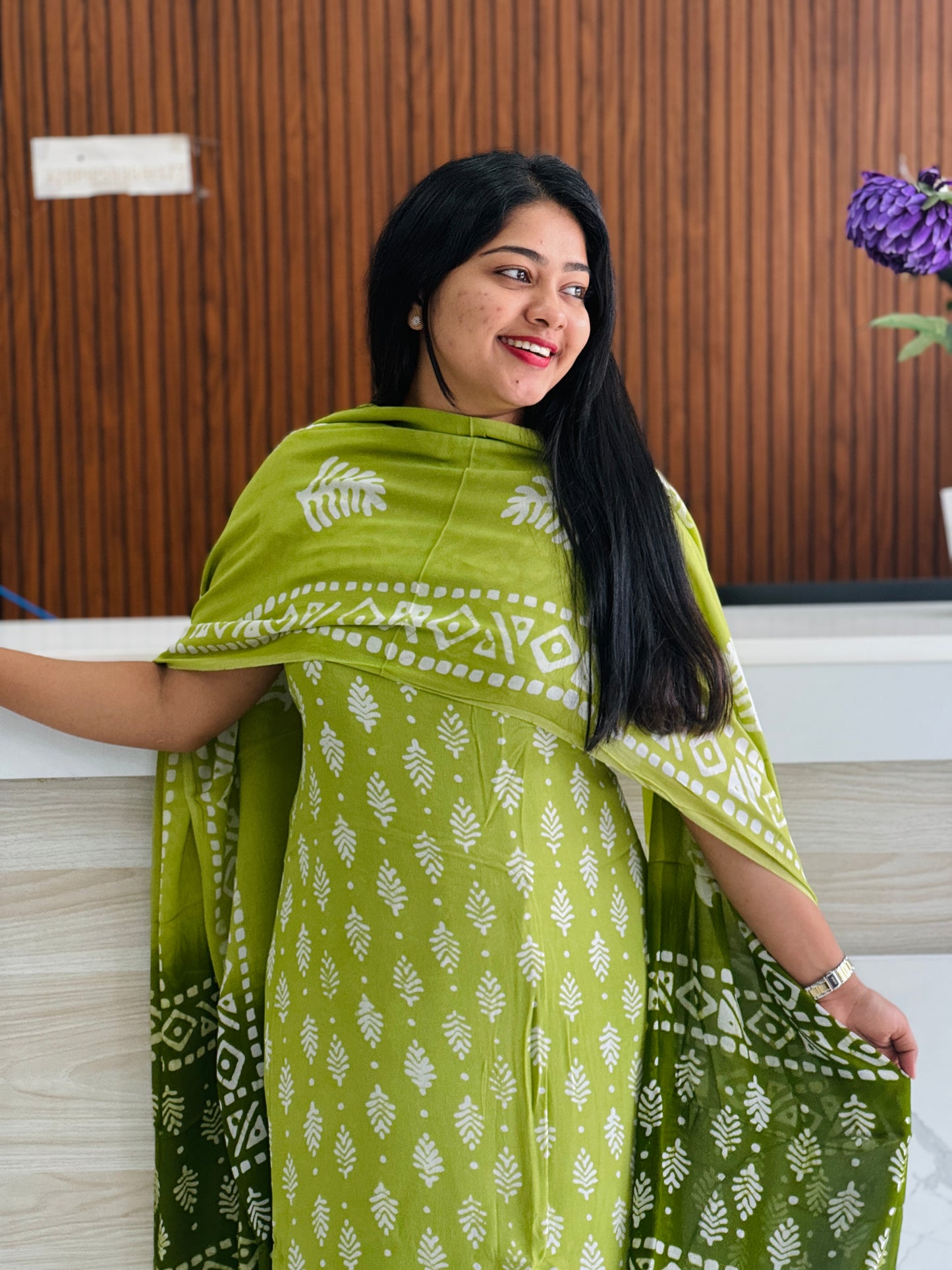 Georgette Batik Print Double Shade Unstitched Churidar Material A1761