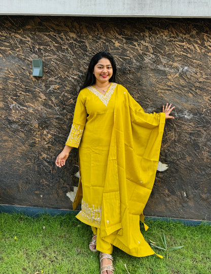 Elegant Yellow Silk 3-Piece Set 💛A1766