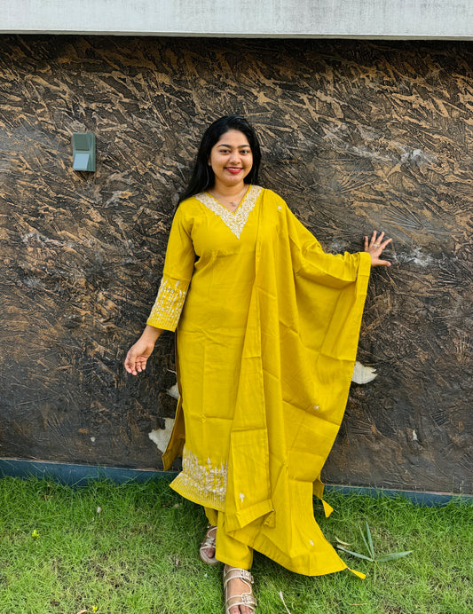 Elegant Yellow Silk 3-Piece Set 💛A1766