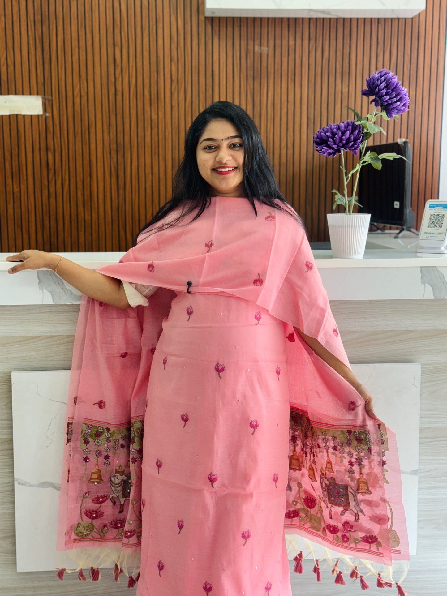 Premium Chanderi Silk Unstitched Collection A2030