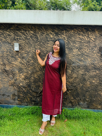 Elegant Silk Kurti – Maroon & Blue Combo ✨ A perfect pick for both daily wear and special occasions- A1432