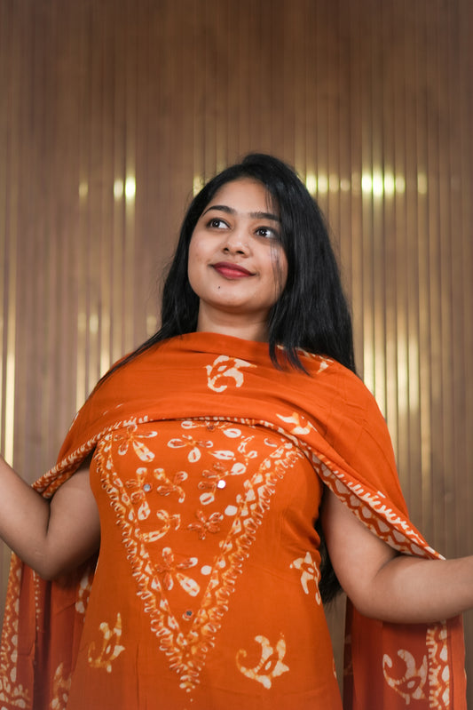 Batik Print | Georgette Fabric | Premium Unstitched Churidar Material A2008