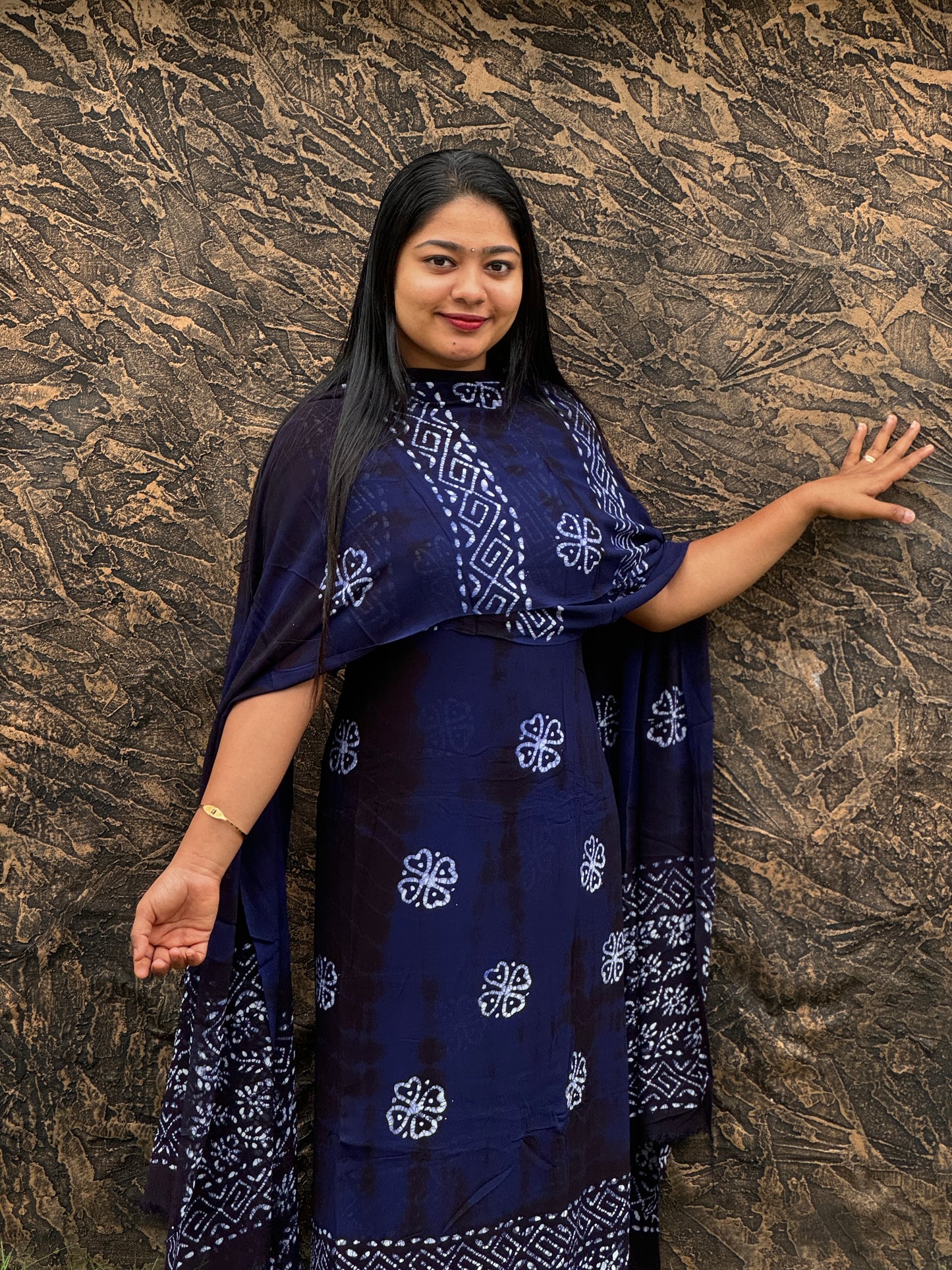 Batik Print | Georgette Fabric | Unstitched Churidar Material- A1460