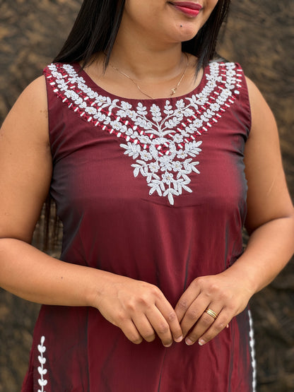 Elegant Silk Kurti – Maroon & Blue Combo ✨ A perfect pick for both daily wear and special occasions- A1432