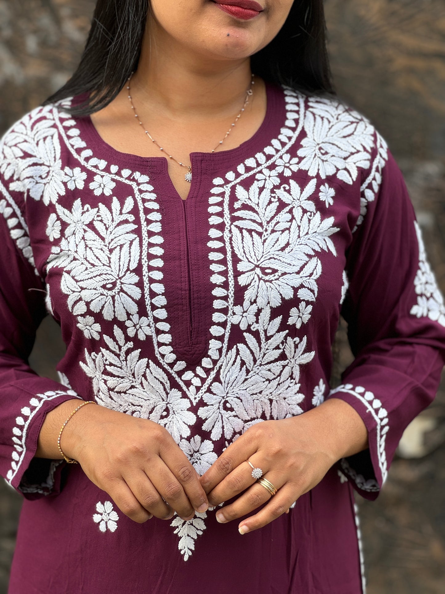 Skyblue & Wine Chikankari Cordset